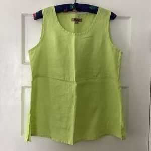 Flax 100% Linen ChartreuseTank Size Small